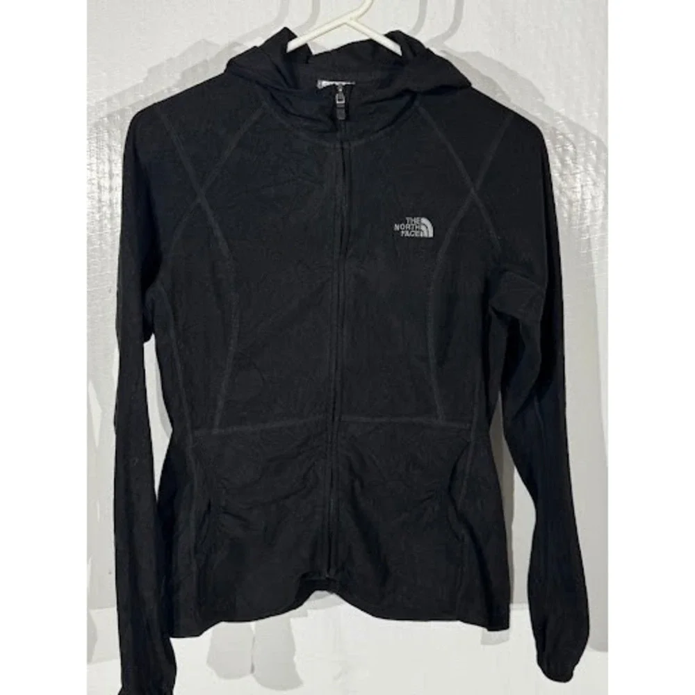The North Face TKA 100 Full Zip Fleece Hoodie Jacket Womens Medium Black Outdoor